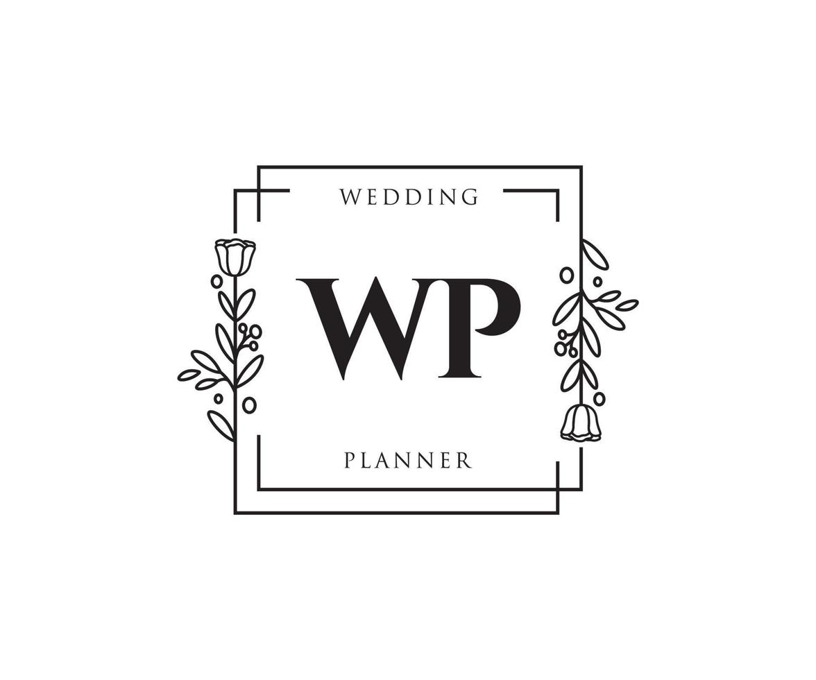 första wp feminin logotyp. användbar för natur, salong, spa, kosmetisk och skönhet logotyper. platt vektor logotyp design mall element.