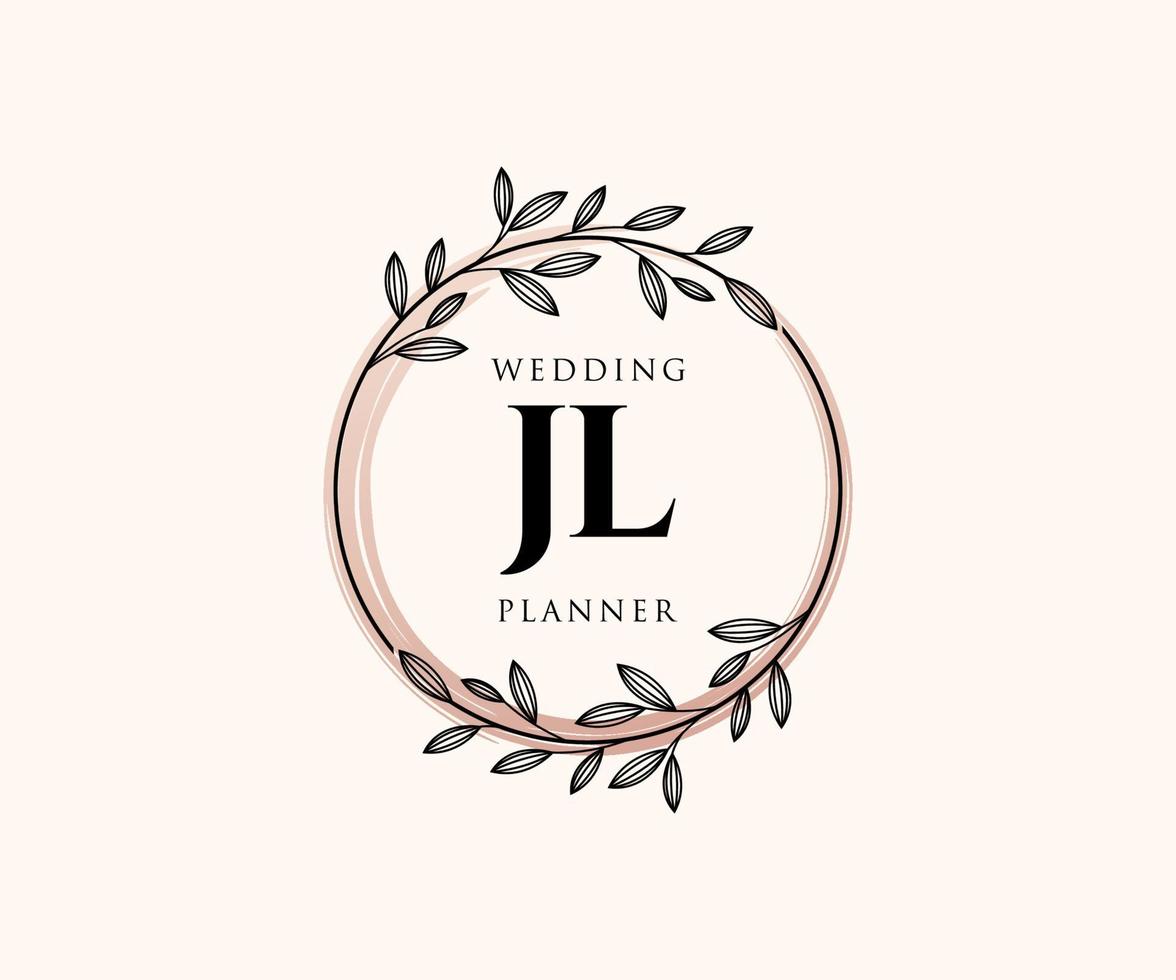 jl initialer brev bröllop monogram logotyper samling, hand dragen modern minimalistisk och blommig mallar för inbjudan kort, spara de datum, elegant identitet för restaurang, boutique, Kafé i vektor