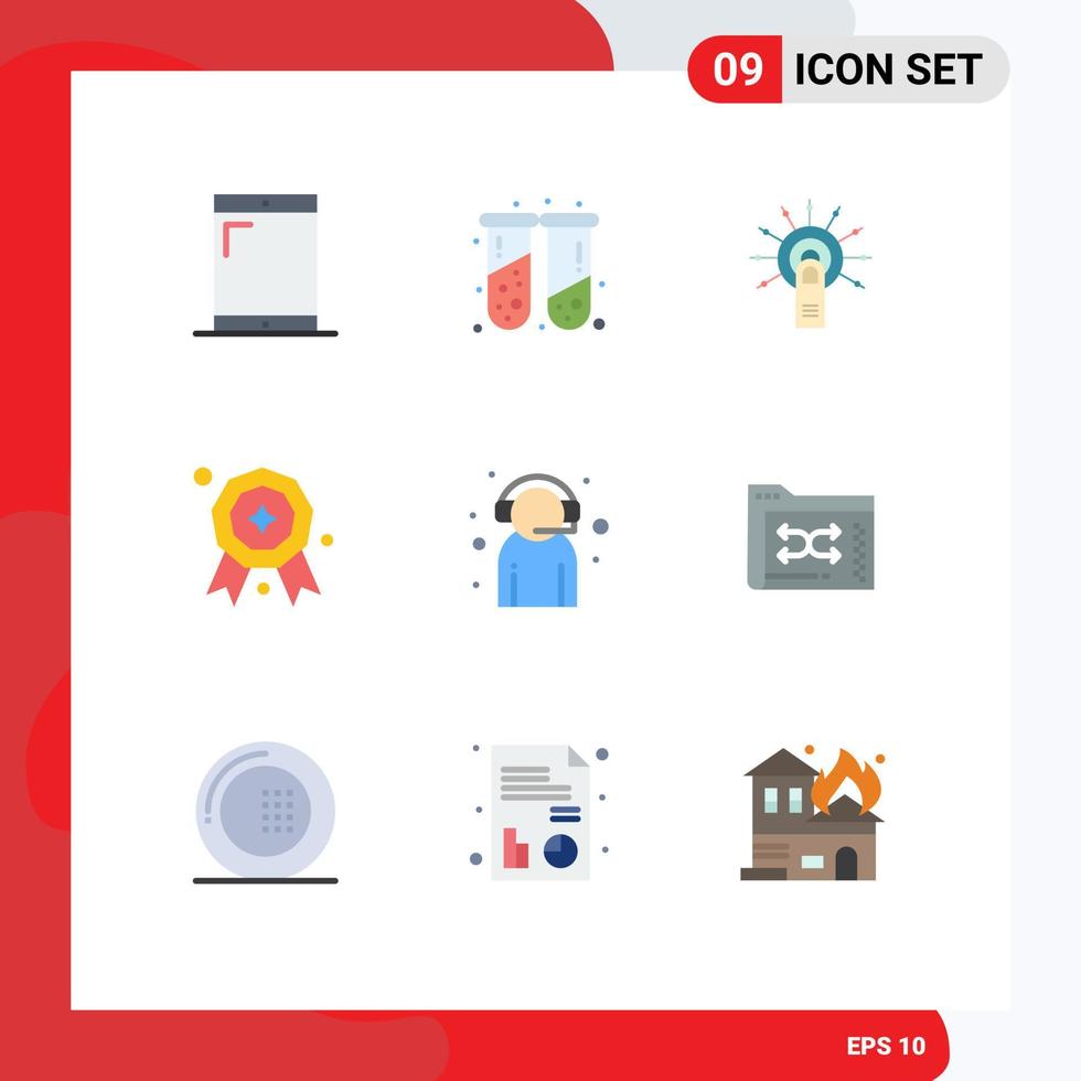 grupp av 9 platt färger tecken och symboler för kund service assistent klick pris- tilldela redigerbar vektor design element