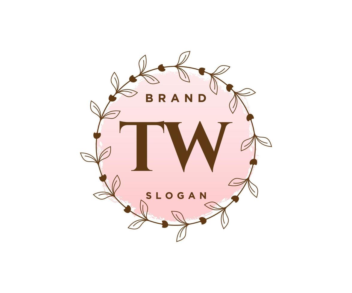 första tw feminin logotyp. användbar för natur, salong, spa, kosmetisk och skönhet logotyper. platt vektor logotyp design mall element.
