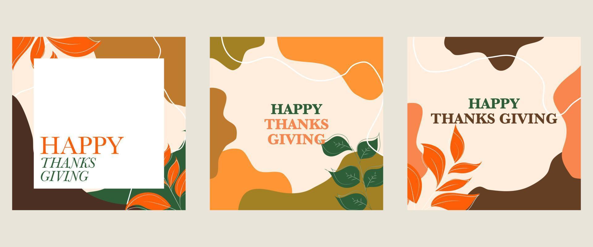 Happy Thanksgiving mit Herbstlaub. handgezeichneter beschriftungstext zum erntedankfest. Vektor-Illustration. Manuskript. Kalligraphisches Design für Druckgrußkarten, Hemden, Banner, Poster. bunt vektor