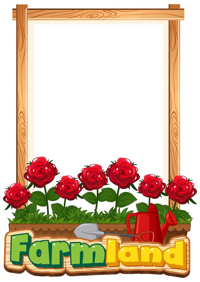 Randschablonendesign mit roten Rosen im Garten vektor