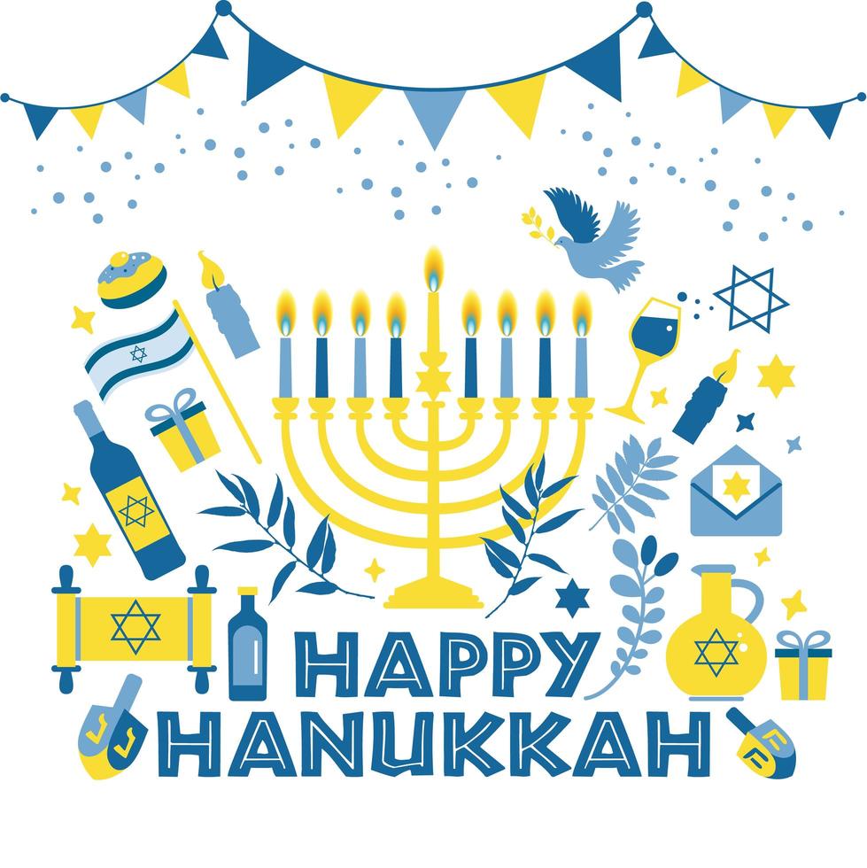 judisk semester hanukkah gratulationskort vektor