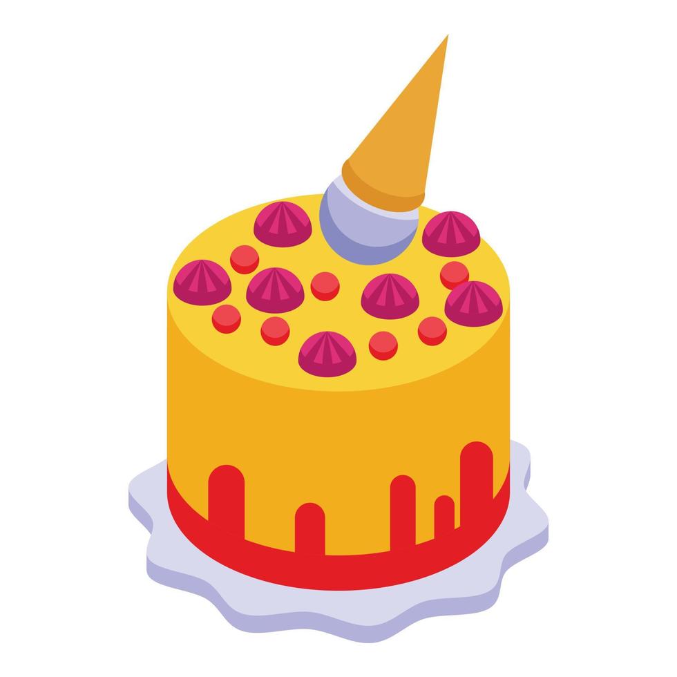 Kuchen Kinder Party Symbol isometrischer Vektor. zum Geburtstag alles Gute vektor