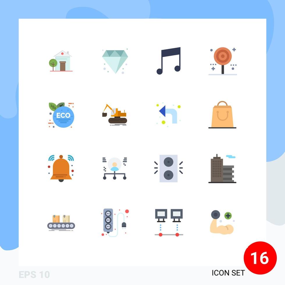 uppsättning av 16 modern ui ikoner symboler tecken för grön blad eco grön musik ljuv Semester redigerbar packa av kreativ vektor design element