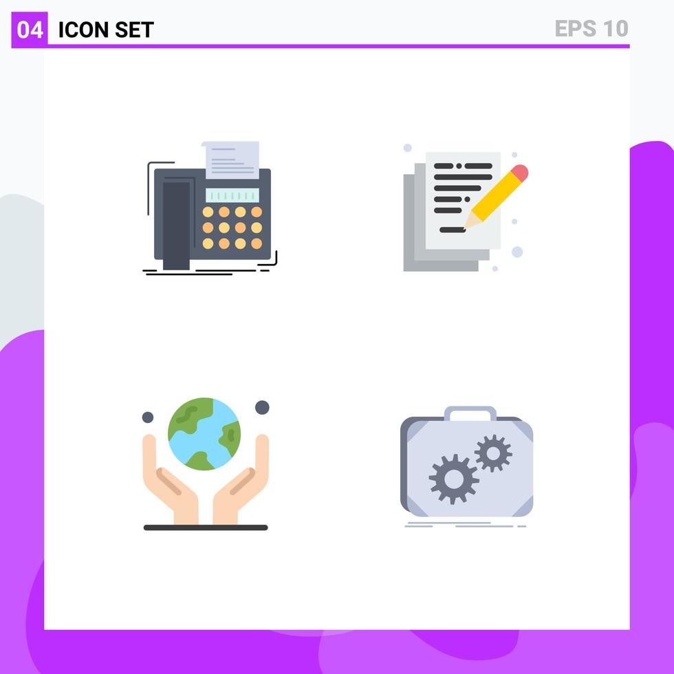 modern uppsättning av 4 platt ikoner pictograph av fax miljö telefax konst mänsklig hand redigerbar vektor design element