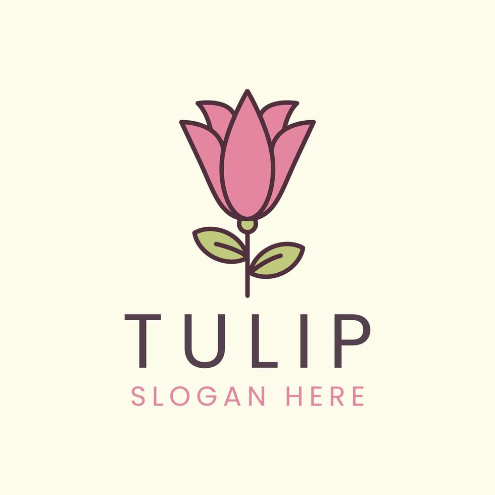 Vektor Tulpe Blume Farbe Vintage-Stil Logo minimalistische Vorlage Illustration Design