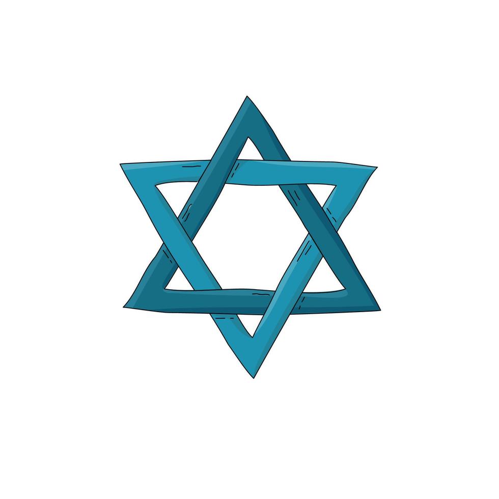 hand dragen stil stjärna av David jewish religiös symbol. vektor illustration i de platt stil