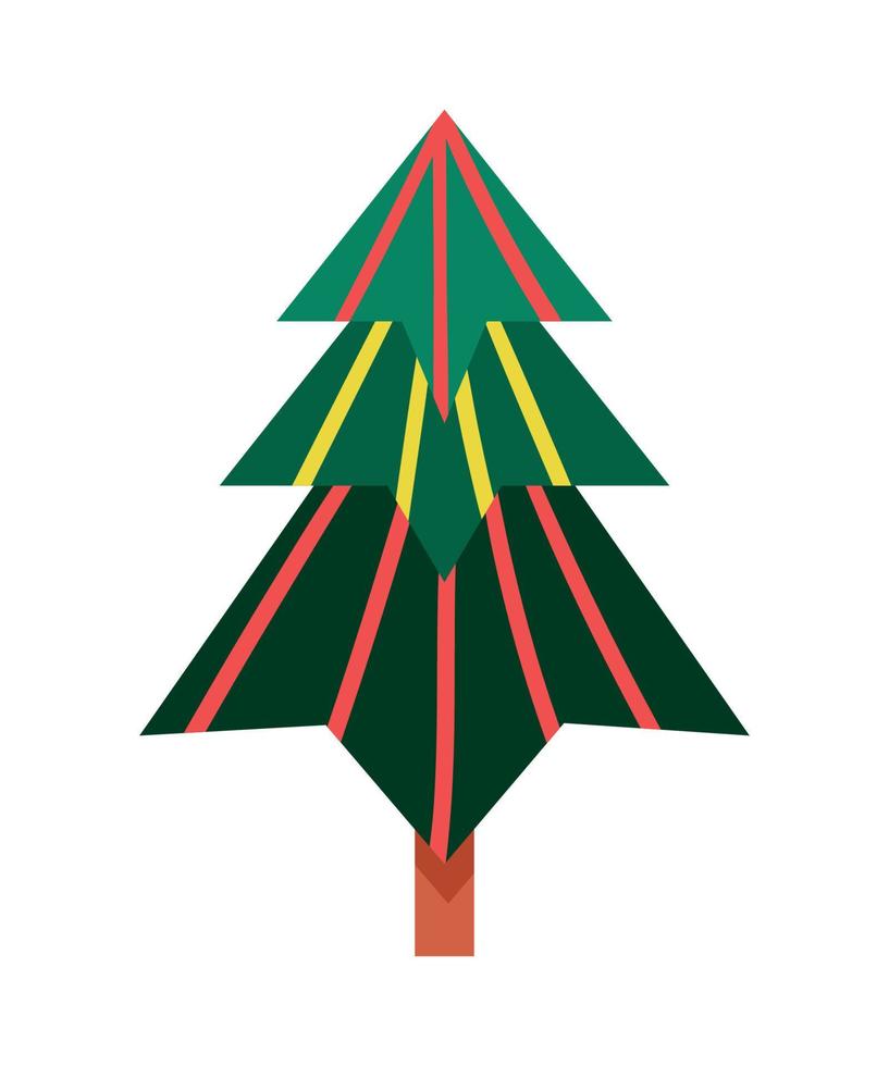 geometri jul träd i platt stil vektor