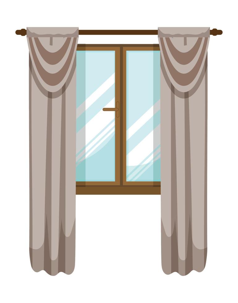 Vektor-Illustration von Fenster mit Vorhang vektor