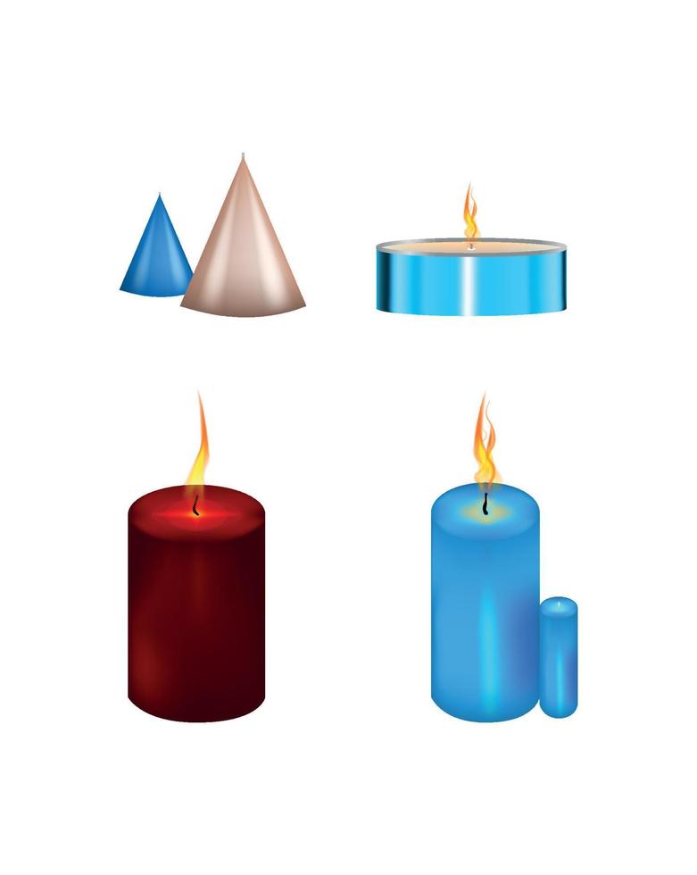 Sammlung von Kerzen und Leuchtern vektor