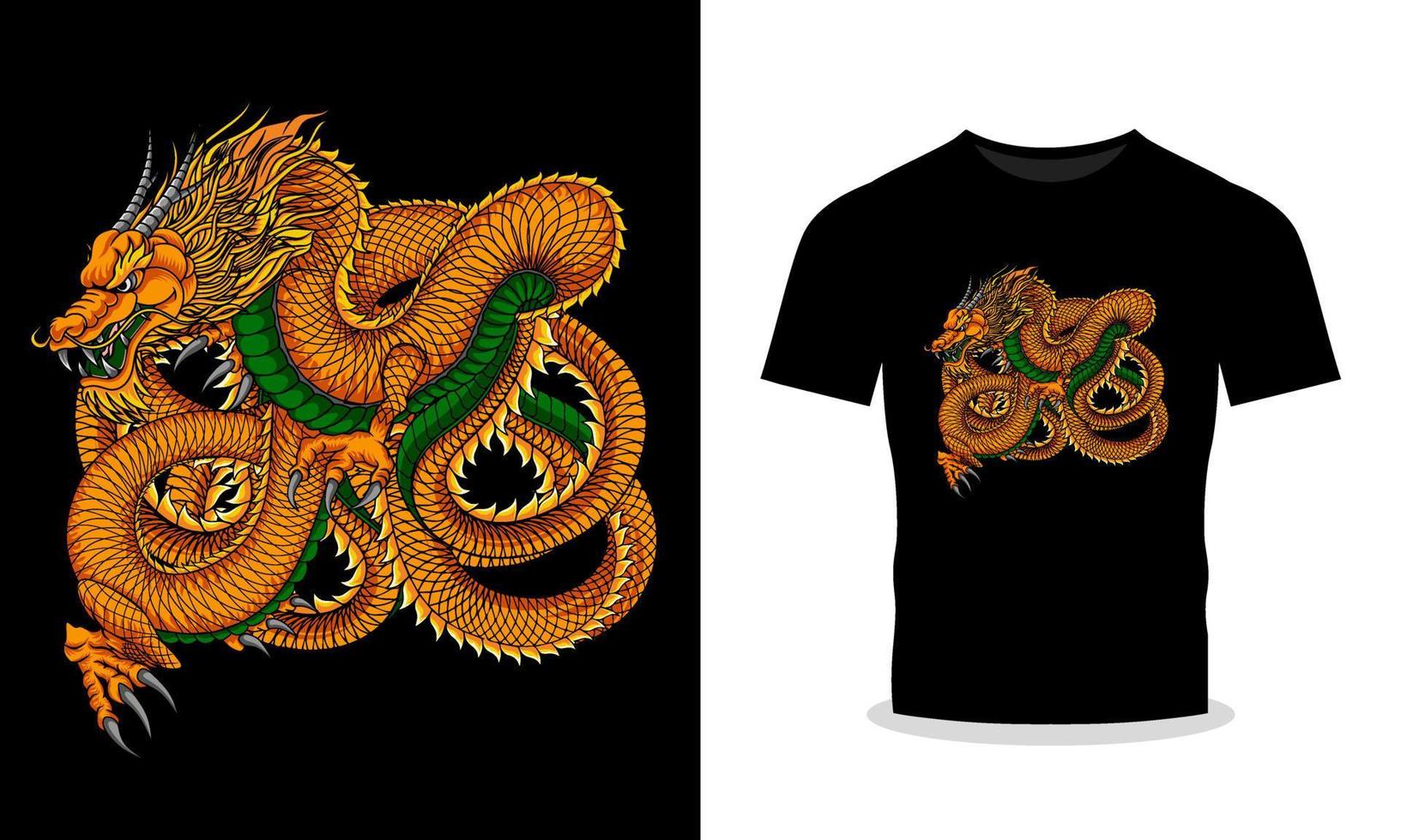 T-Shirt-Vektorillustration des Drachen im japanischen Stil vektor