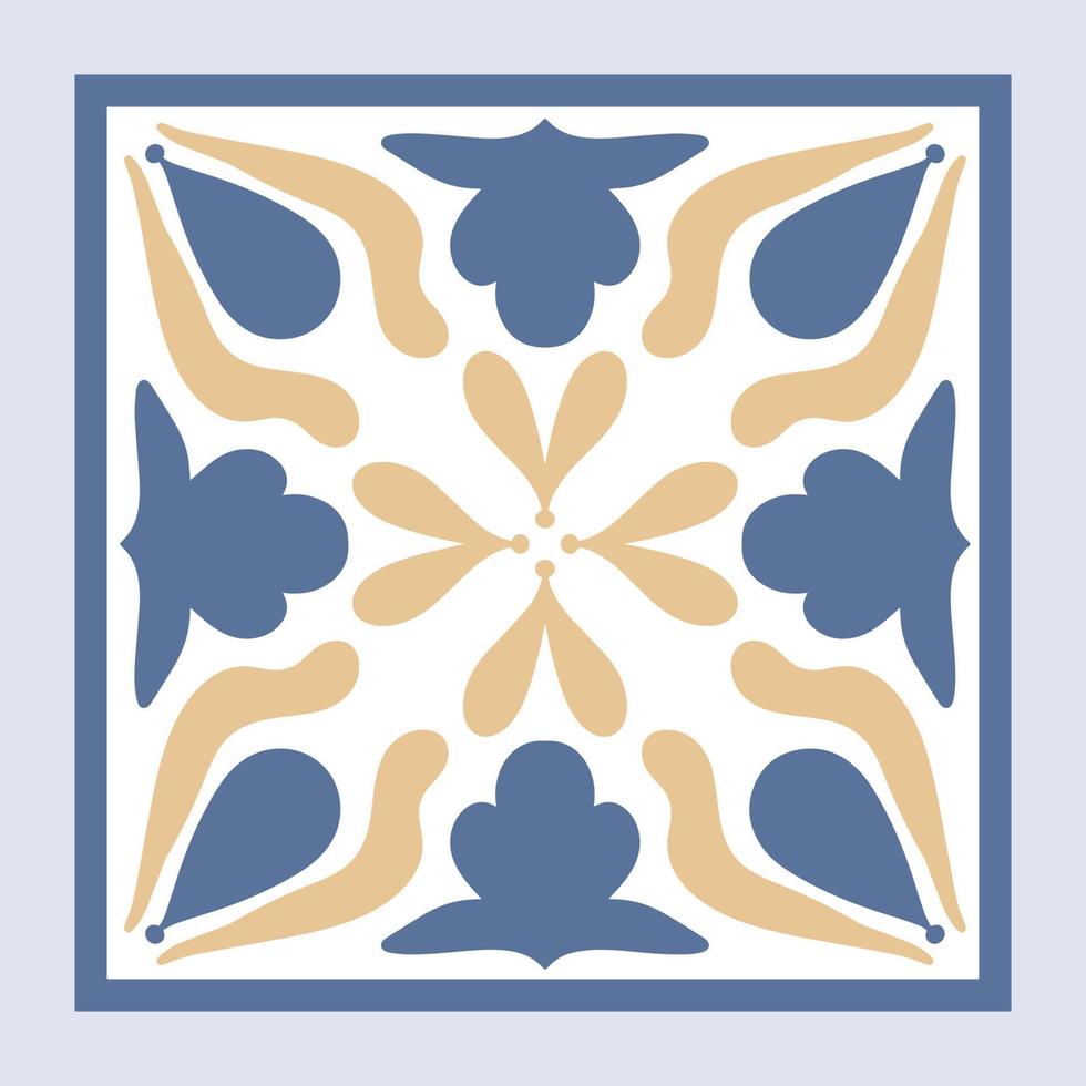 Vektor nahtlose marokkanische Mosaikfliese mit buntem Patchwork. Vintages blaues portugiesisches Azulejo, mexikanisches Talavera, italienisches Majolika-Ornament, Arabeskenmotiv oder spanisches Keramikmosaik