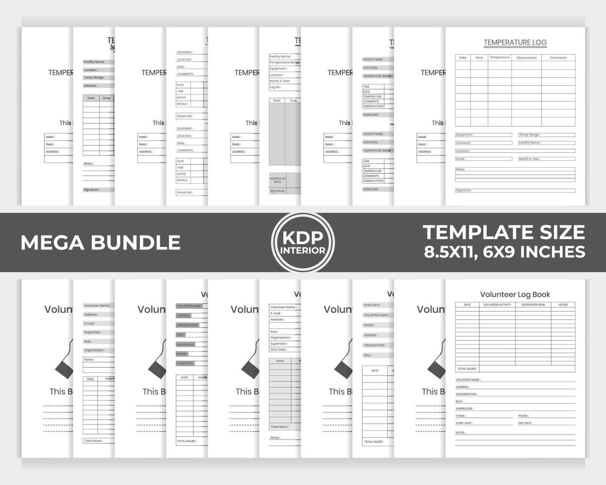 kdp Innenpaket Temperatur Logbuch, Freiwillige Logbuch einzigartige Designvorlage vektor