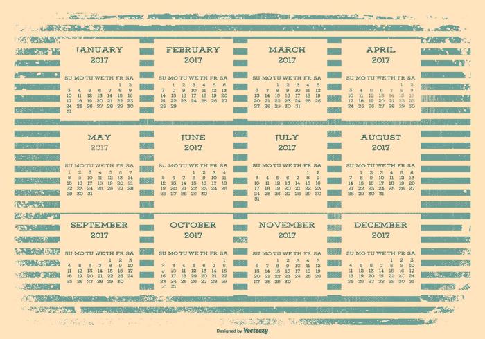 2017 Retro Grunge Kalender vektor
