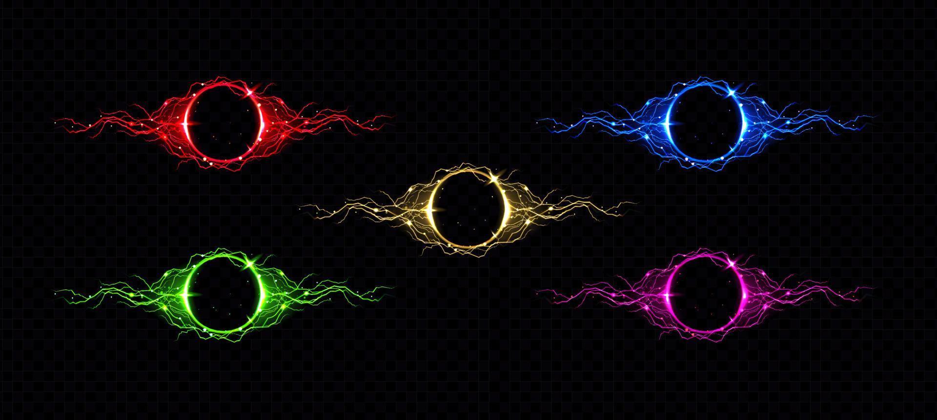 elektrisk blixt- cirkel med Färg glöd effekt vektor