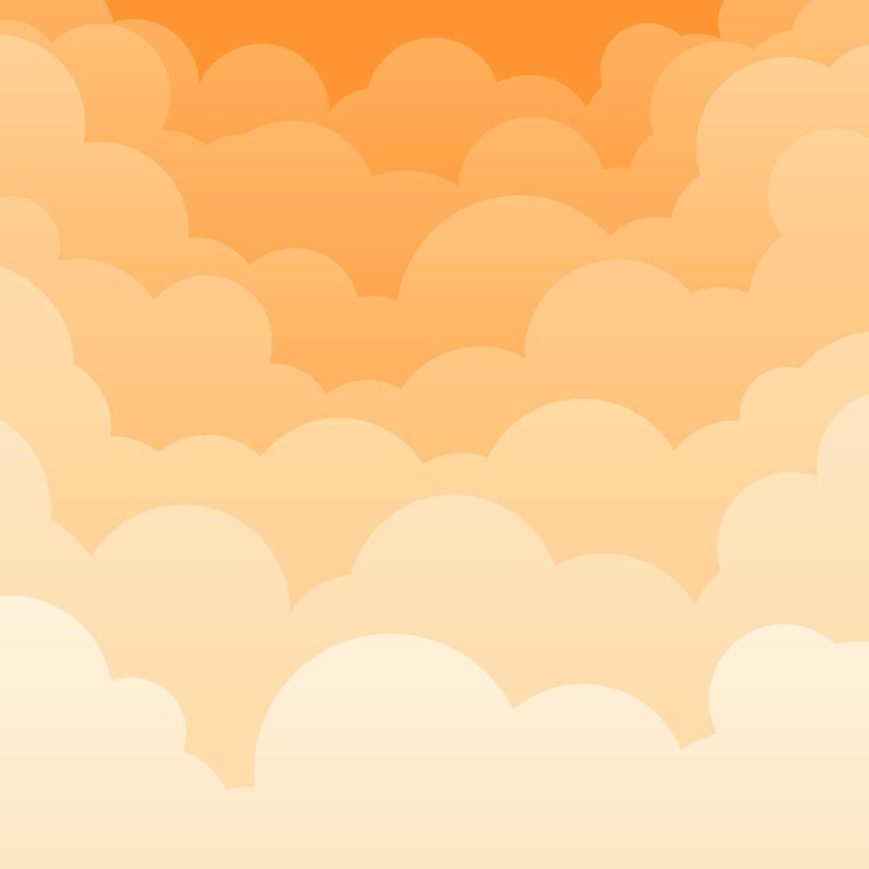 Wolken im Morgengrauen in Orangetönen. Cartoon-Stil. geeignet zum Bedrucken von Papier, als Hintergrund für Postkarten und Textilien wie zum Bedrucken von Kleidung. Hintergrund aus den Wolken. vektor