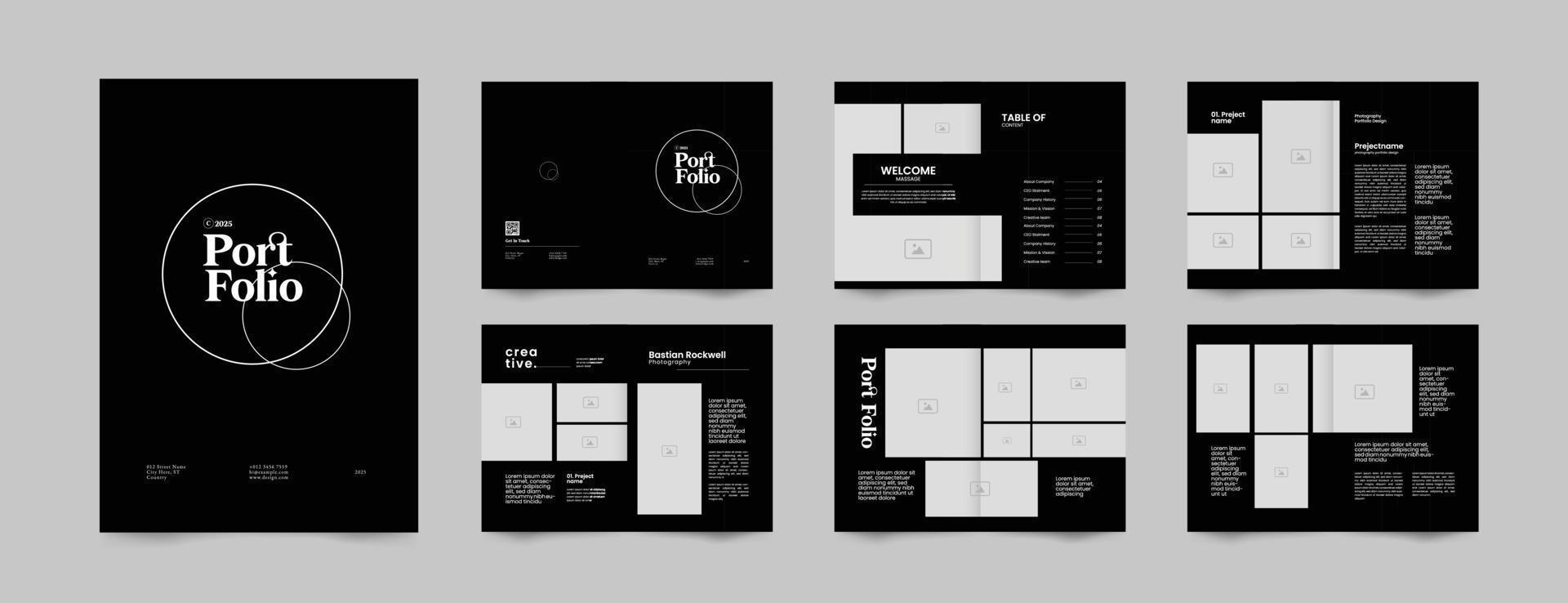 12 sidor av minimalistisk fotografi portfölj layout design mall, tidskrift, förslag, profil broschyr mall design vektor