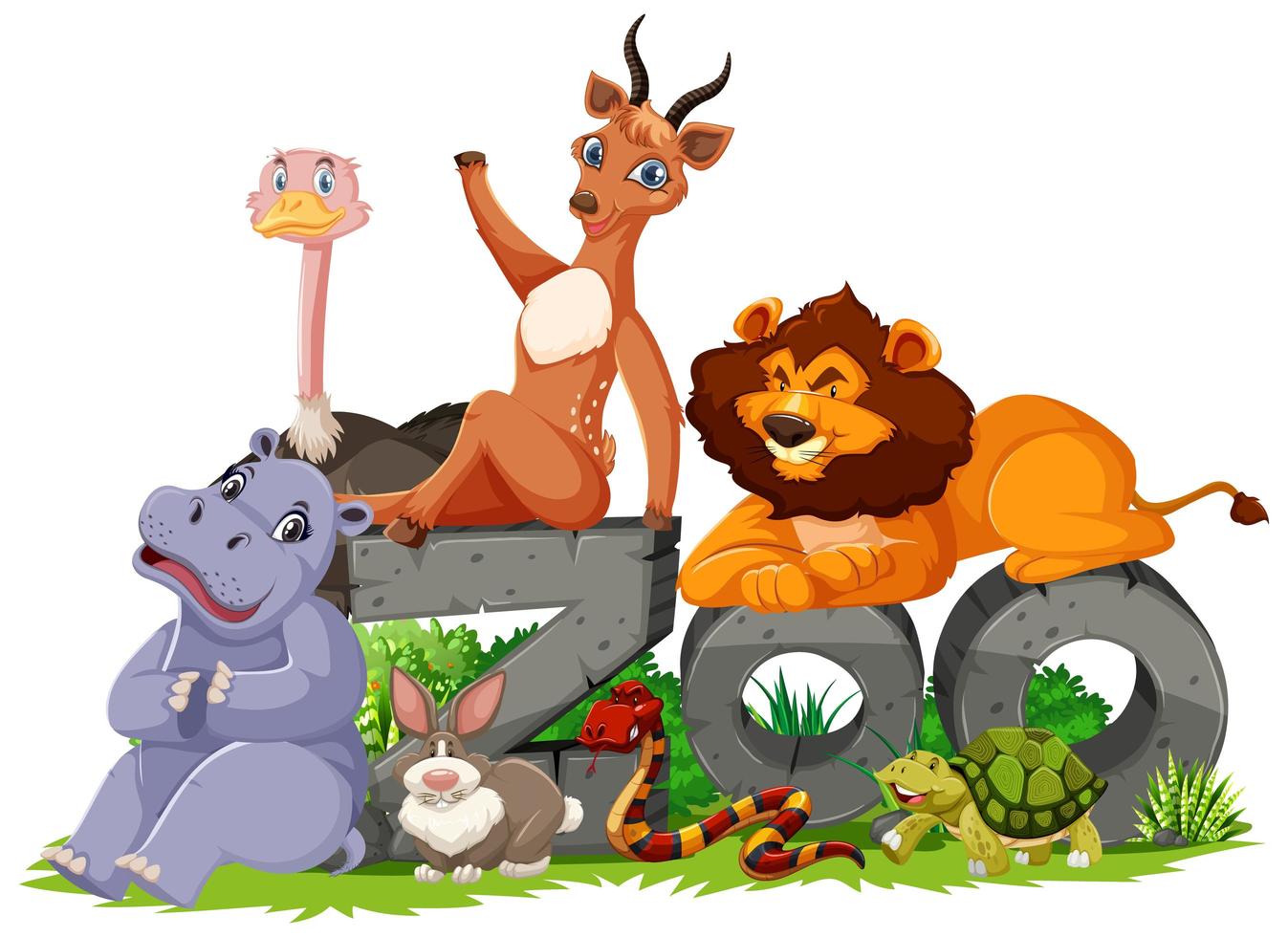Tiergruppe mit Zoozeichen vektor
