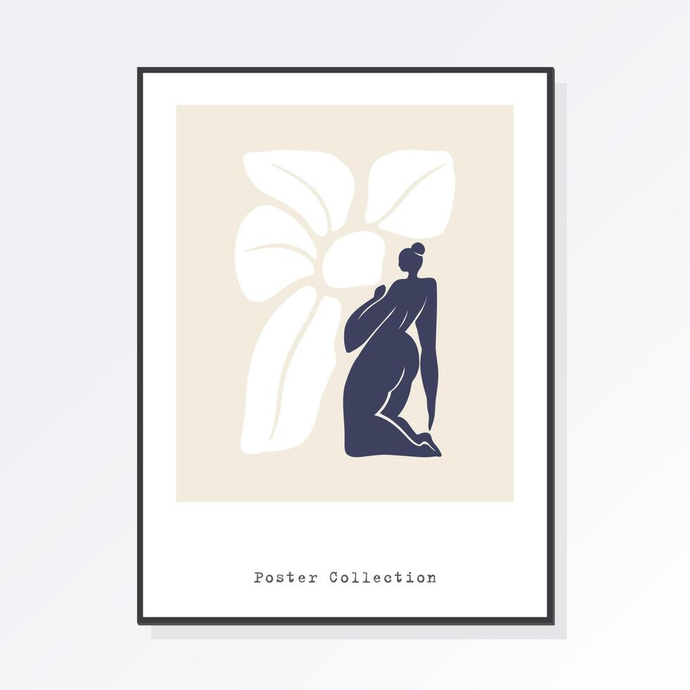 moderner trendiger minimalistischer matisse-stil. abstraktes Körperkunstdesign für Druck, Cover, Tapete, minimale Wandkunst. künstlerisches Zeichnen einer Silhouette in mystischer und abstrakter Form. vektor