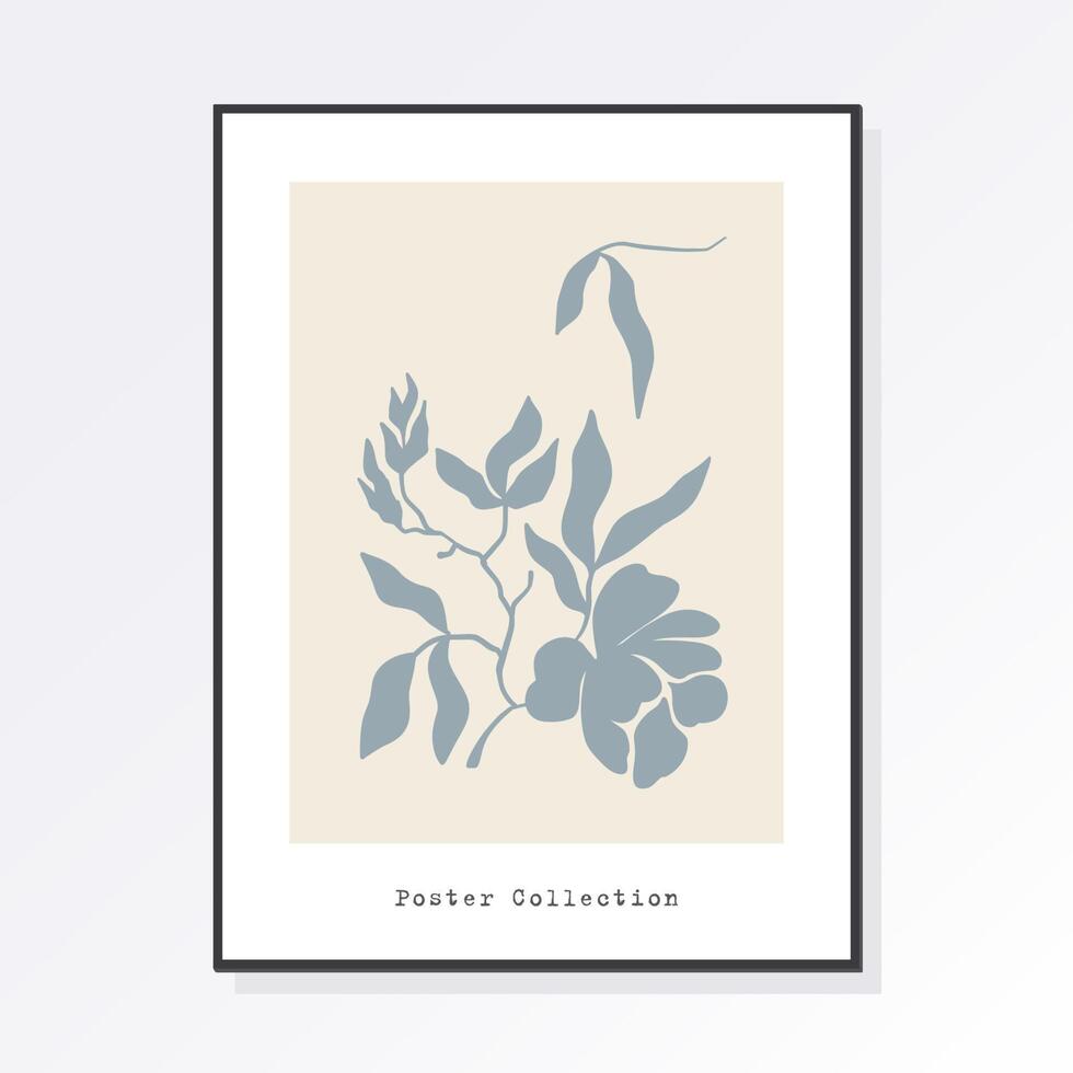 trendig matisse botanisk vägg konst med blommig mönster i pastell färger, boho dekor, minimalistisk konst, illustration, affisch, vykort. samling för dekoration. uppsättning av abstrakt mode kreativitet. vektor