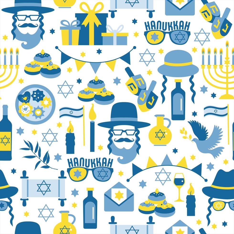 judisk semester Hanukkah sömlösa mönster vektor