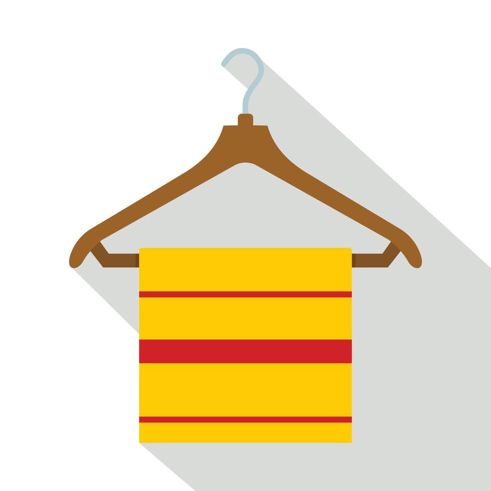 gul scarf på trä- täcka galge ikon platt stil vektor
