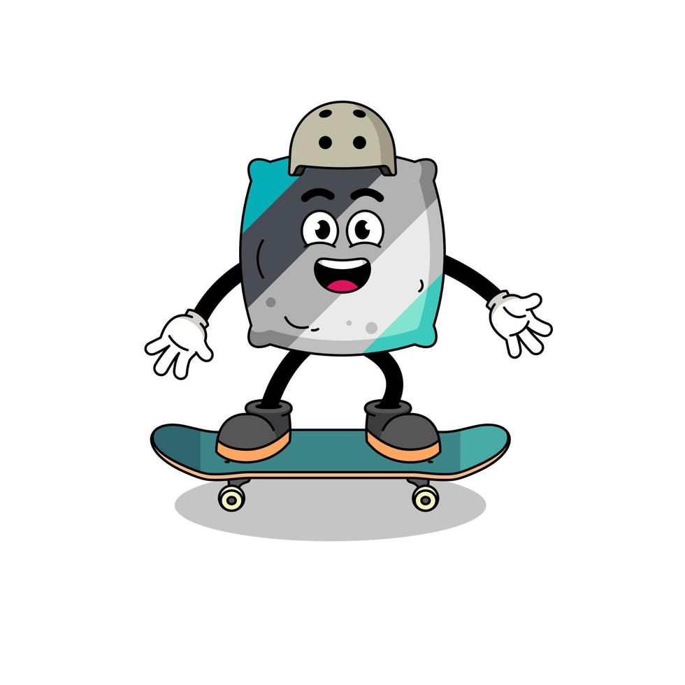 kasta kudde maskot spelar en skateboard vektor