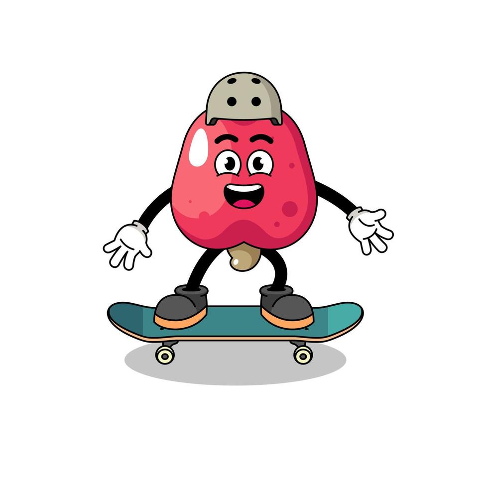 kasju maskot spelar en skateboard vektor