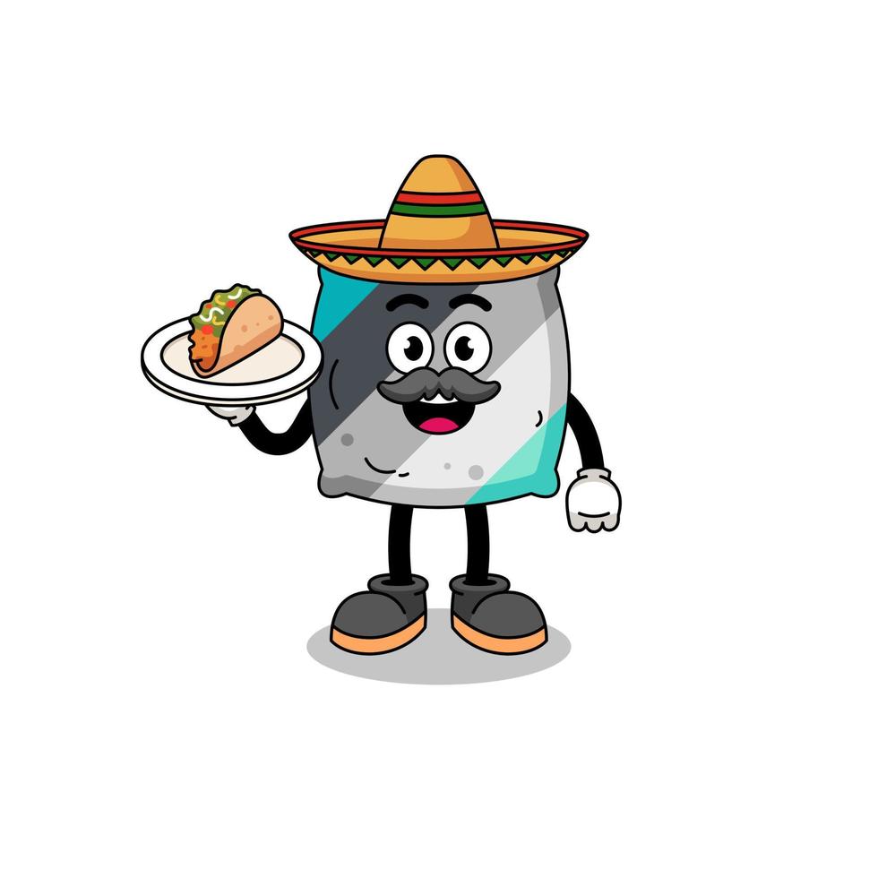 karaktär tecknad serie av kasta kudde som en mexikansk kock vektor
