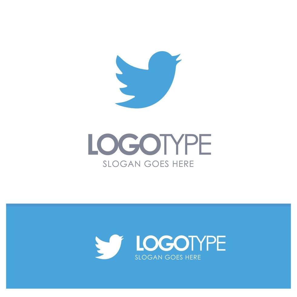 nätverk social Twitter blå fast logotyp med plats för Tagline vektor