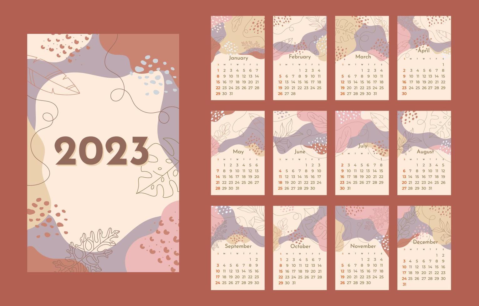 2023 abstrakt kalender design mall vektor