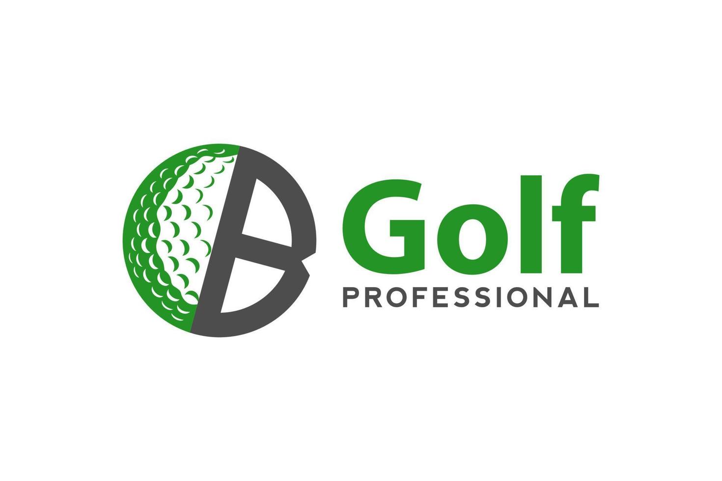 Buchstabe b für Golf-Logo-Design-Vektorvorlage, Vektoretikett des Golfsports, Logo der Golfmeisterschaft, Illustration, kreative Ikone, Designkonzept vektor