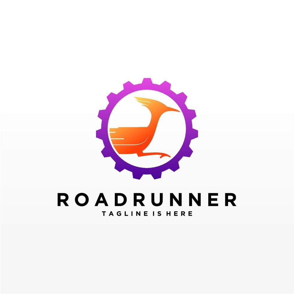 Roadrunner-Vogel abstrakte minimale einfache geometrische Logo-Design-Ikonen-Schablonenschattenbild lokalisiert mit weißem Hintergrund vektor