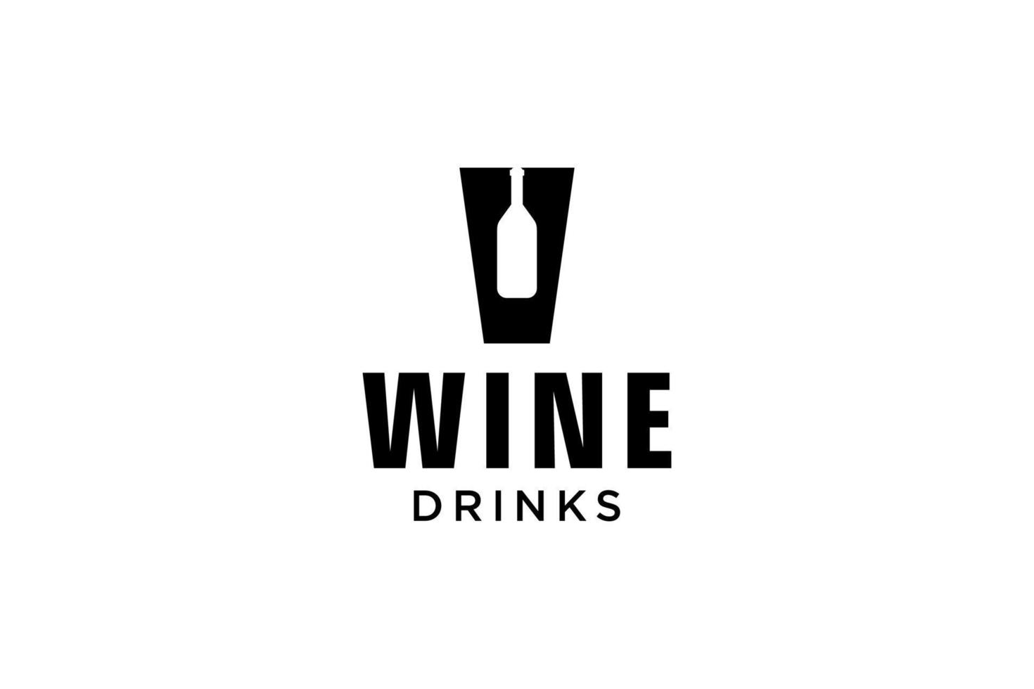 första brev v med vin flaska logotyp design mall vektor