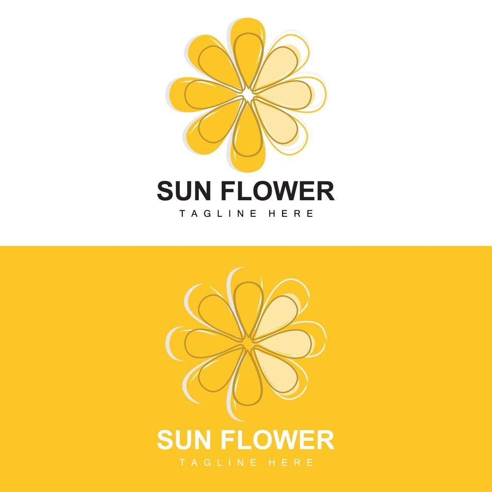 Sonnenblumen-Logo-Design, Zierpflanze, Gartenpflanze, Symbolvektor, Produktmarke des Unternehmens vektor