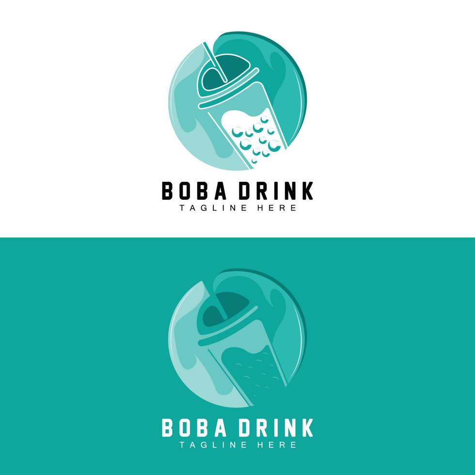 Boba-Drink-Logo-Design, moderner Geleegetränk-Blasenvektor, Boba-Drink-Markenglasillustration. Design geeignet für Cafés, Getränkemarken vektor