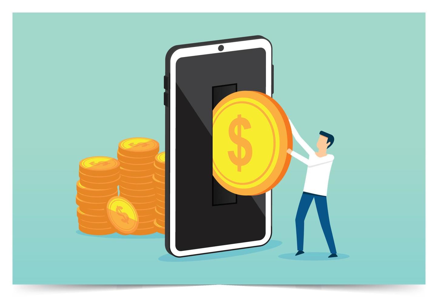 pengaöverföring från smartphone, onlinecashback, ta emot cashback för en köpare, onlinebank, spara pengar, pengaråterbetalning vektor
