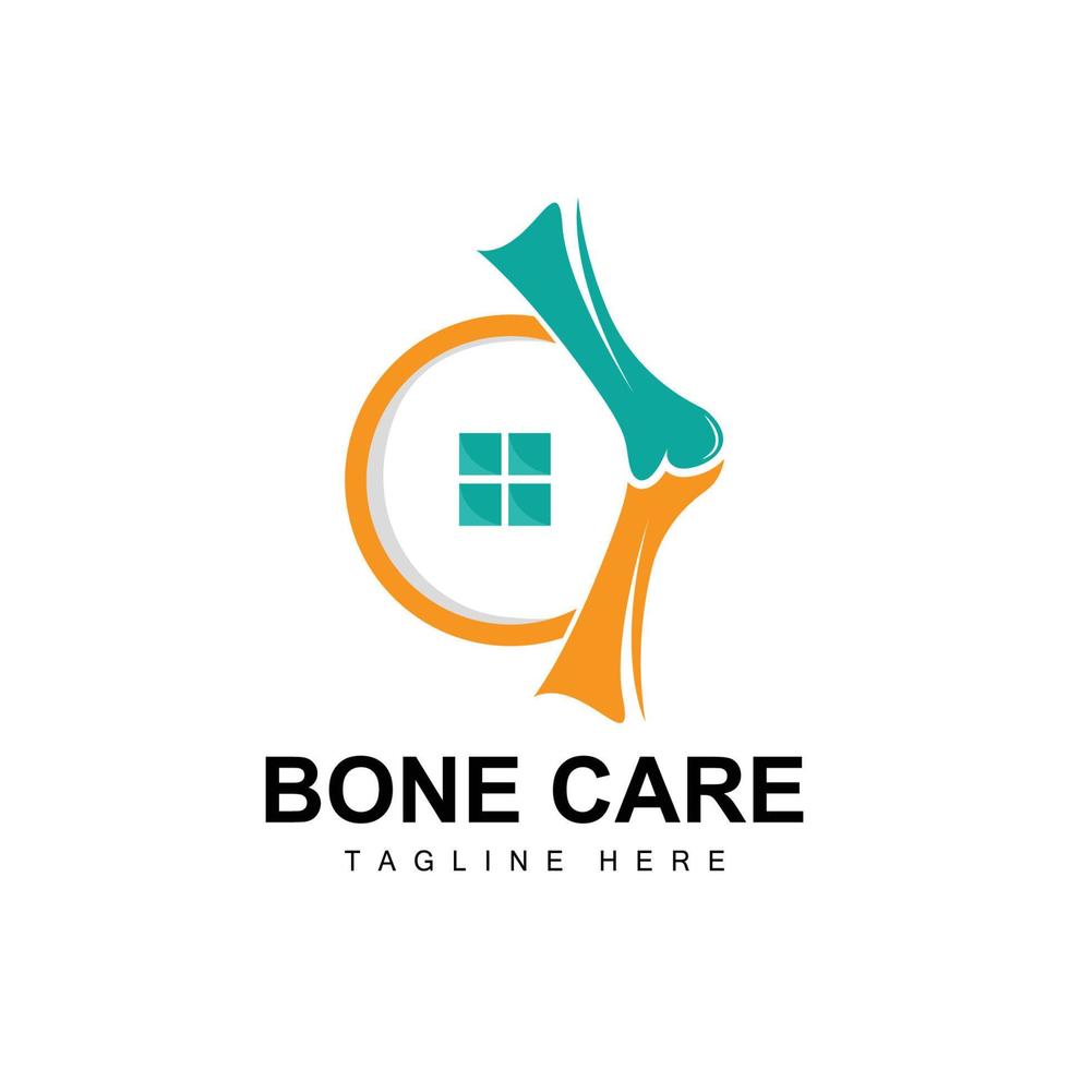 Knochenpflegelogo, Körpergesundheitsvektor, Design für Knochengesundheit, Apotheke, Krankenhaus, Marke für Gesundheitsprodukte vektor