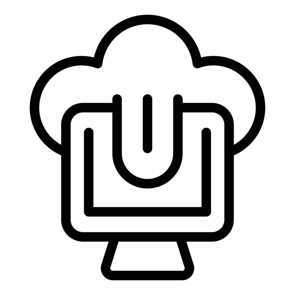 Cloud-Daten-PC-Symbol-Umrissvektor. Online-System vektor