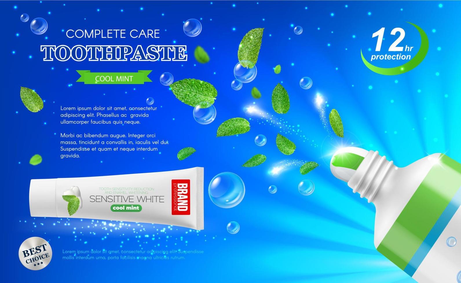 grön mynta löv och dental vård tandkräm vektor