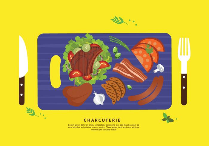 Charcuterie Zutaten Fleisch flache Vektor-Illustration vektor