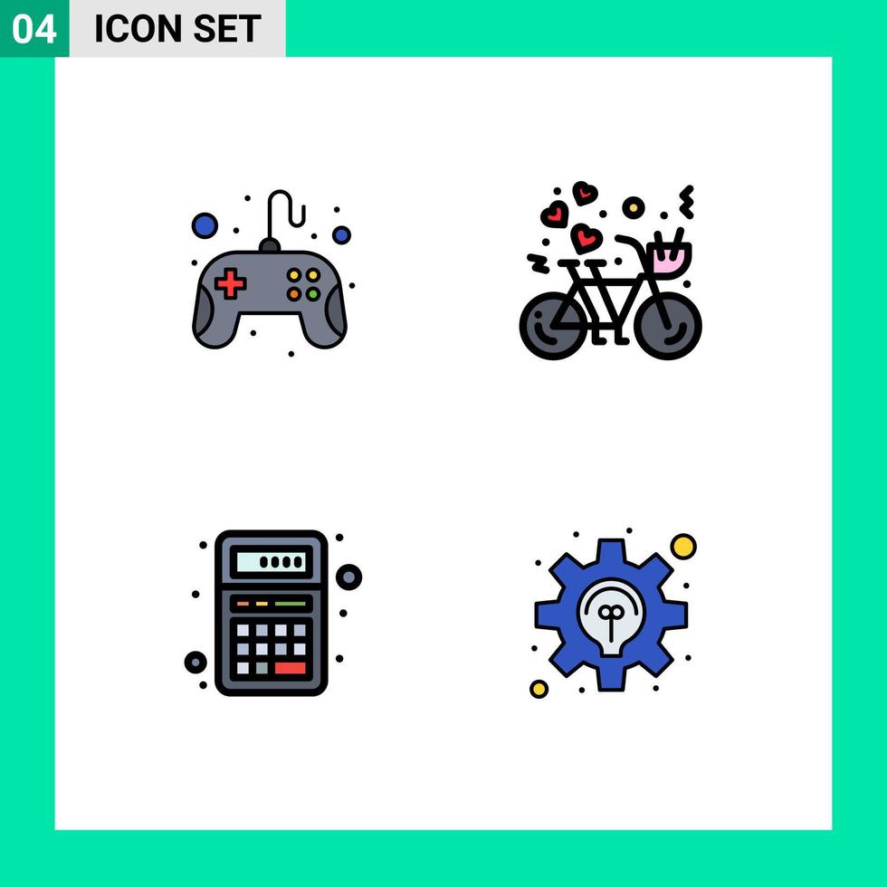 universelle Symbolsymbole Gruppe von 4 modernen gefüllten flachen Farben des Steuerpads fügen bearbeitbare Vektordesign-Elemente für Pad-Radsport-Apps hinzu vektor
