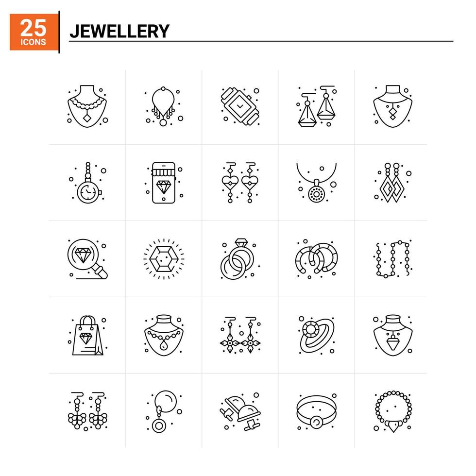 25 smycke ikon uppsättning vektor bakgrund
