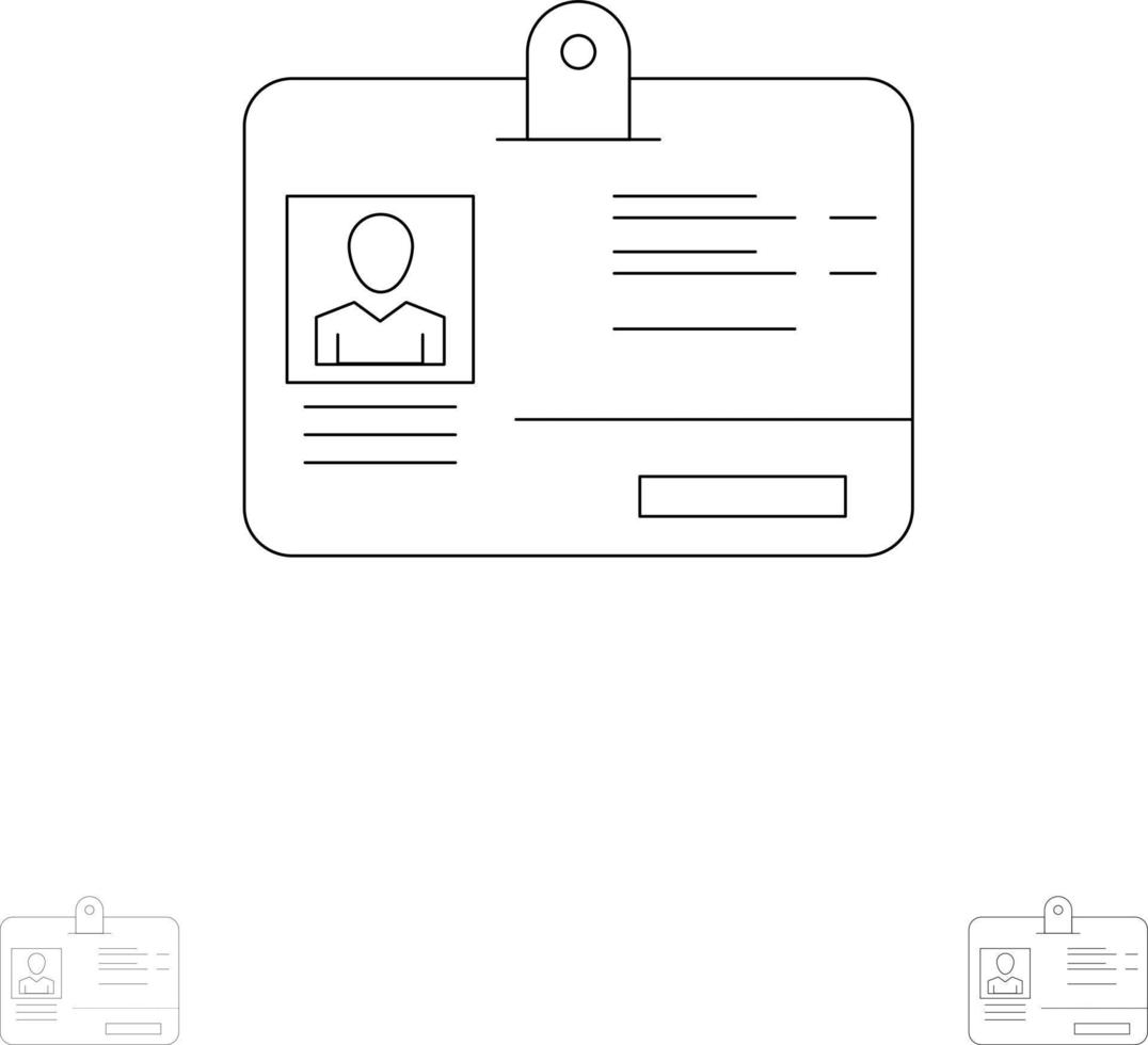 Ausweisidentitäts-ID mit fetter und dünner schwarzer Linie vektor