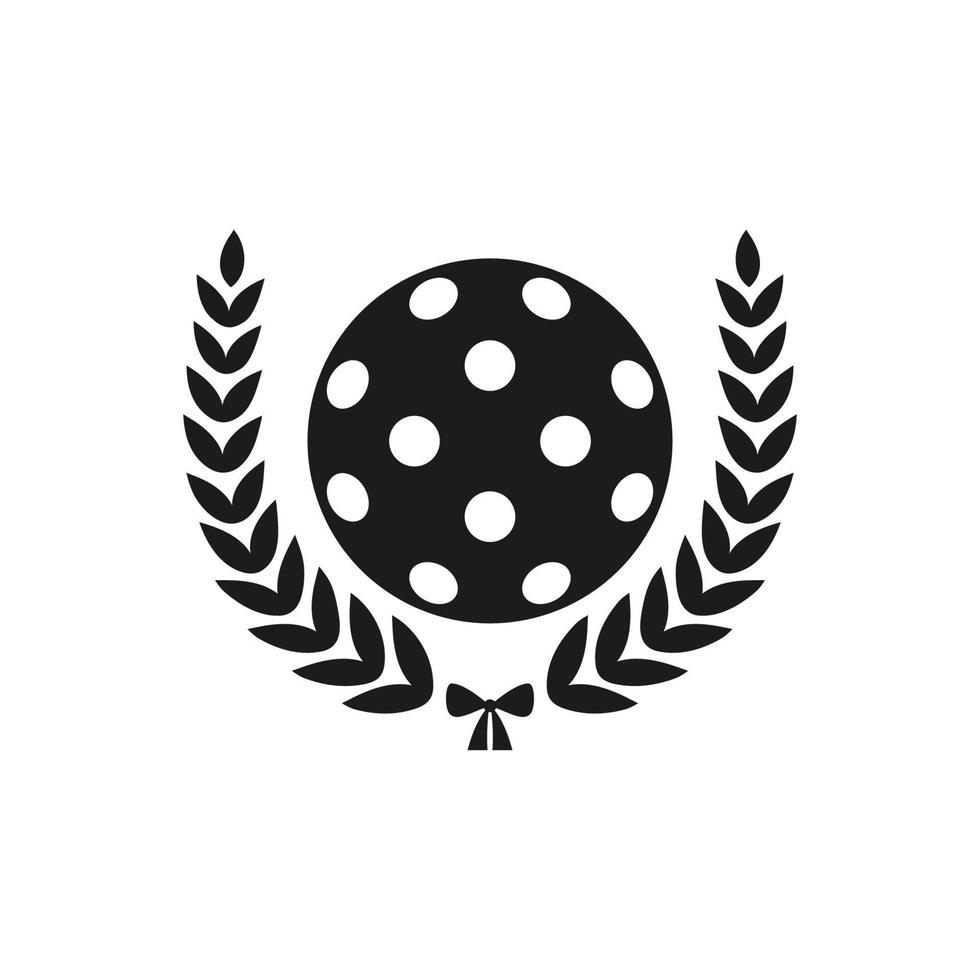 Pickleball-Ball-Logo mit Lorbeerkranz. isolierte Vektorillustration auf weißem Hintergrund. vektor