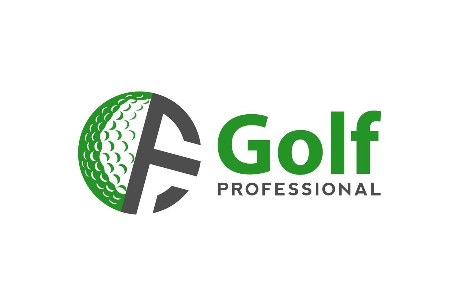Buchstabe f für Golf-Logo-Design-Vektorvorlage, Vektoretikett des Golfsports, Logo der Golfmeisterschaft, Illustration, kreative Ikone, Designkonzept vektor