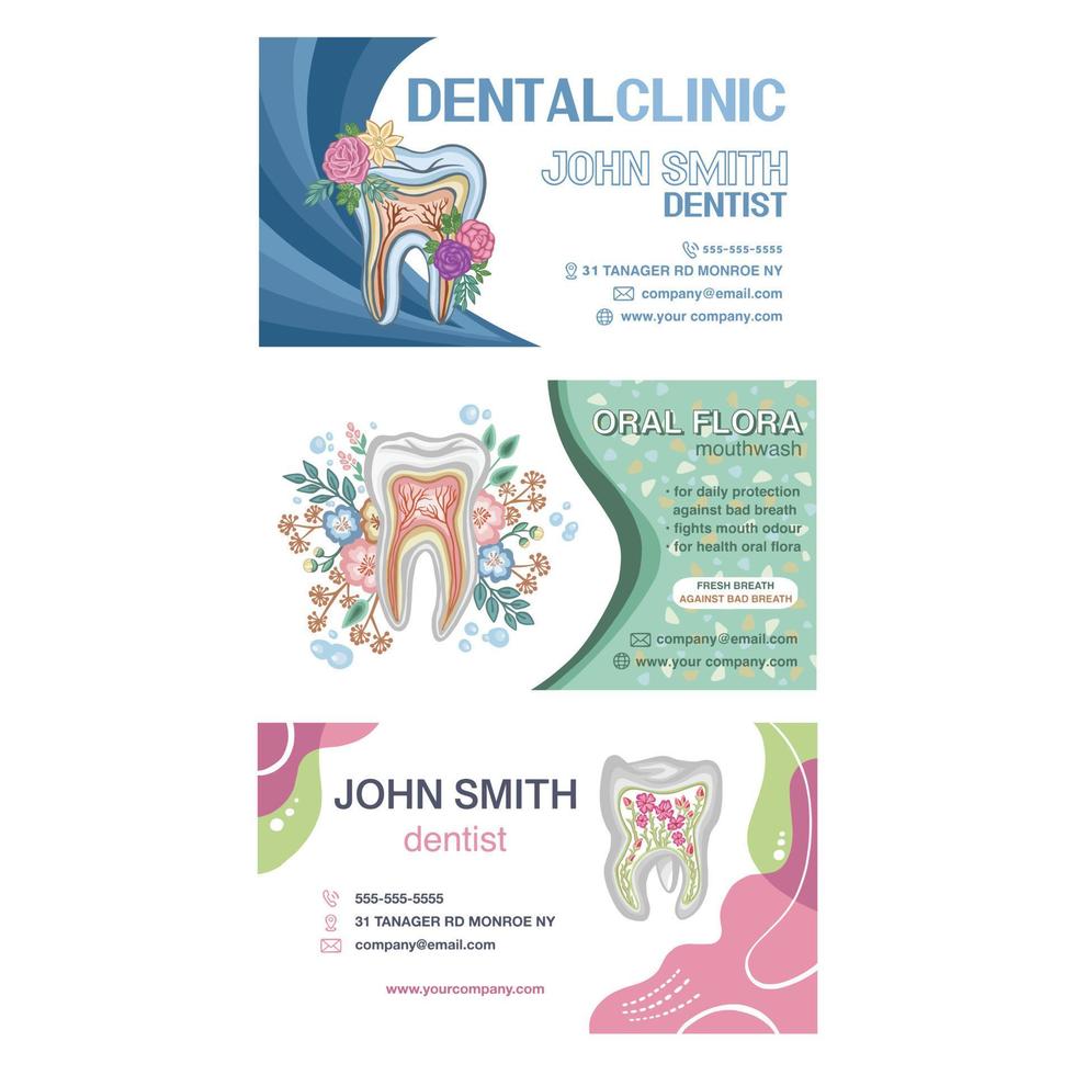 dental klinik design uppsättning, friska mun, vektor