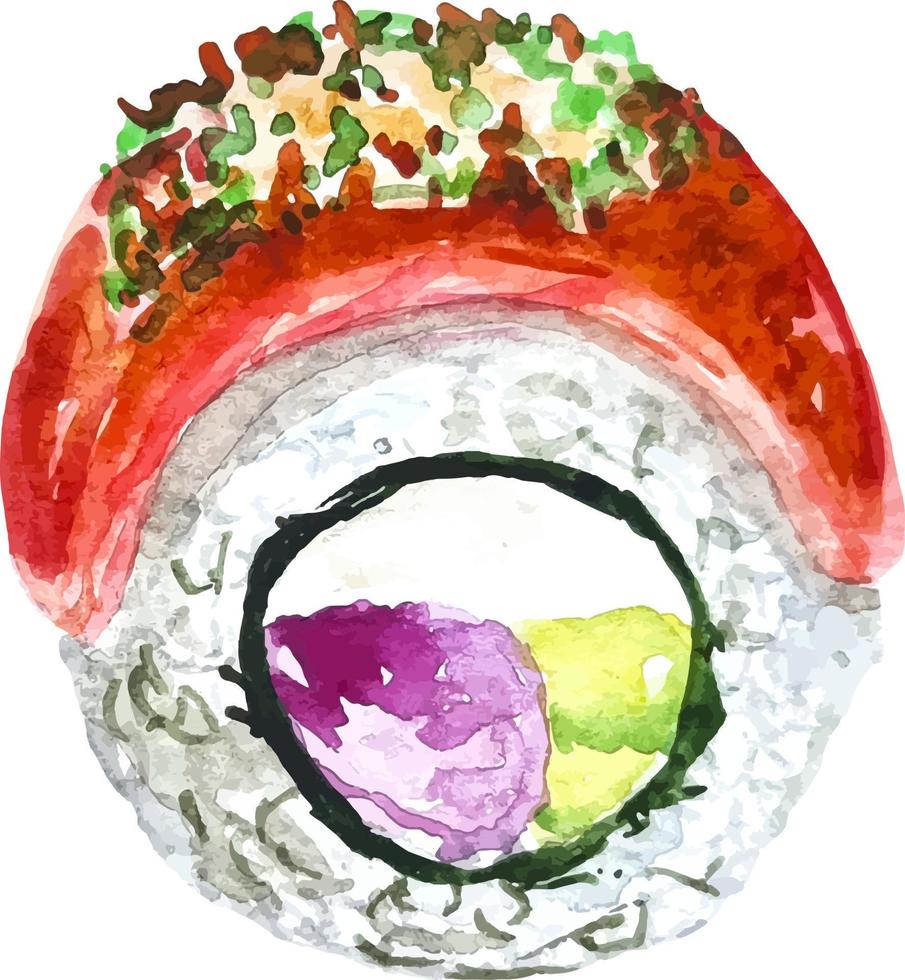 sushi roll philadelphia mit thunfisch und lachs asiatischen essen illustration für menü vektor