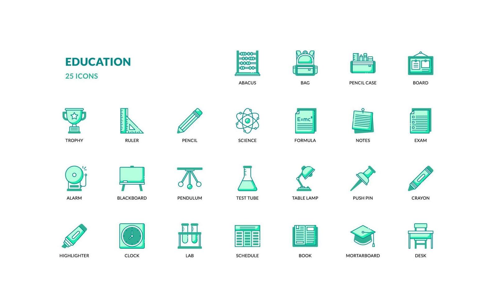 utbildning skola inlärning detaljerad grön Färg ikon för webb presentation enkel vektor illustration